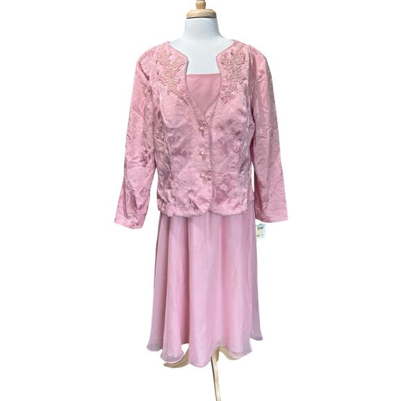 Nah Nah Collection Women's Pink 2Pc Elegant Dress & Jacket Size 18W Formal Party - Picture 1 of 8